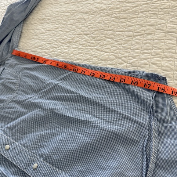 Rafter C Cowboy Collection Pro Flex 45 Mens SMALL White Blue Check Pearl Snap - Picture 7 of 9